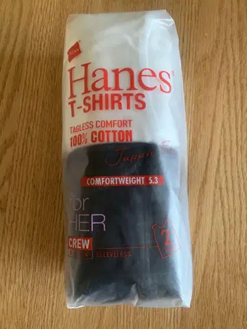 Hanes 슬리브리스 티셔츠 화이트 블랙