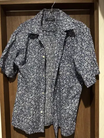 페이즐리 무늬 반팔 셔츠 XL 네이비 계열