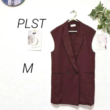 8749-1 플라스테 PLST 자켓 베스트 M 무지 레이온 혼방