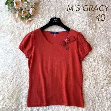 M'S GRACY 리본 코사지 코튼 니트 오렌지 40