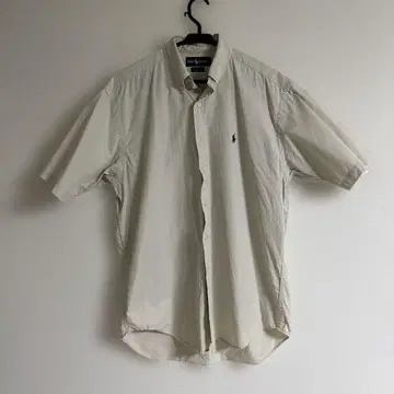 랄프 로렌 반팔 무지 셔츠 M 베이지 그린 블레이크 자수