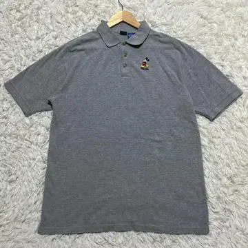 Disney 디즈니 그레이 피케 셔츠 L XL 상당 자수 미키