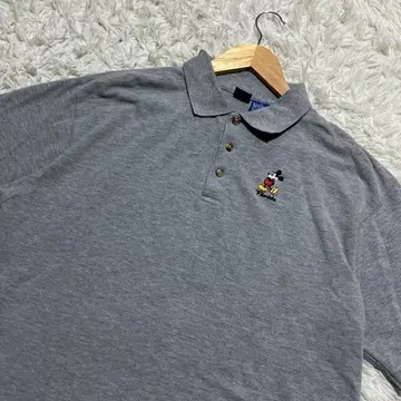 Disney 디즈니 그레이 피케 셔츠 L XL 상당 자수 미키