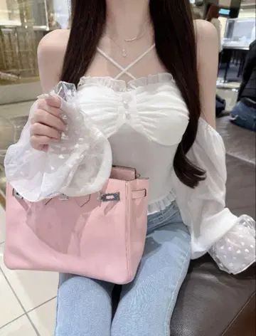 Lumignon Mellow Heart Tulle Top 루미뇽 화이트