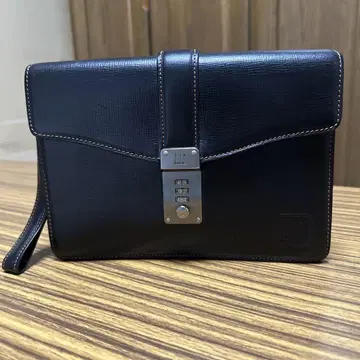 던힐 블랙 가죽 클러치백