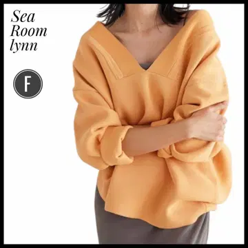 SeaRoomlynn 오렌지 V넥 니트 F 사이즈 코튼 긴팔