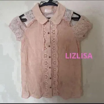 새상품급 LIZLISA 리즈리사 블라우스 프릴 레이스 봄/여름 핑크