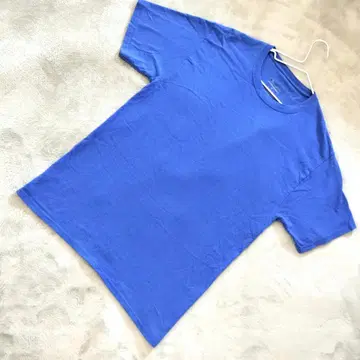 Champion 남성용 코튼 T셔츠 무지 블루 반팔 사이즈 M