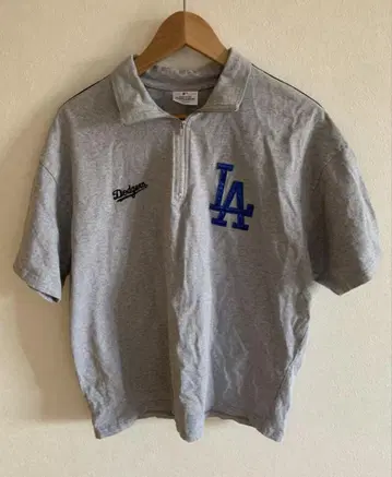 Dodgers LA 로고 하프 집업 셔츠 그레이