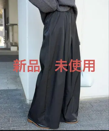 블랙 이지 턱 와이드 팬츠 허리밴딩