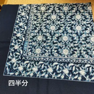m-1929 네이비 나염 목화 보자기 꽃+덩굴 패턴 109cmx111cm