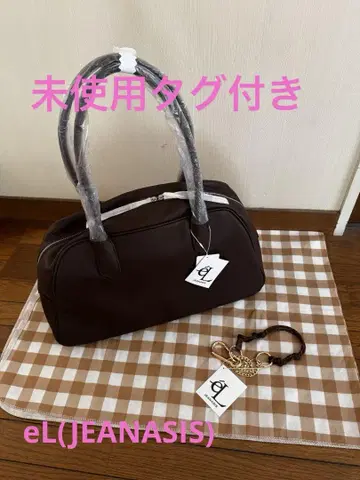 미사용 택 포함 JEANASIS eL 엘르 보스턴 백 참 브라운