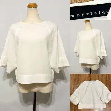 martinique 마르티니크 트리아세 조젯 탑 블라우스 화이트