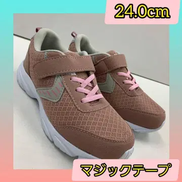 24.0cm 새상품 여성용 경량 벨크로 테이프 컬러 스니커즈 핑크