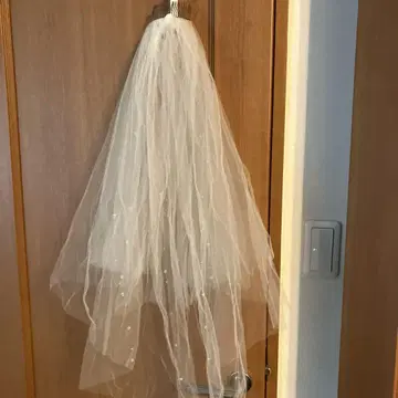 화이트 비즈 웨딩 베일