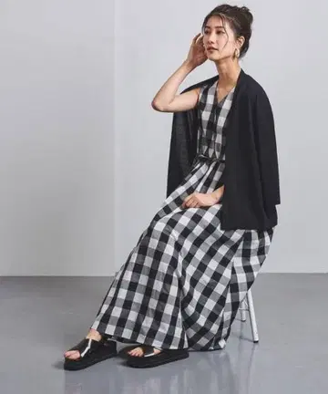 UNITED ARROWS UWCS V넥 벨트 롱 원피스
