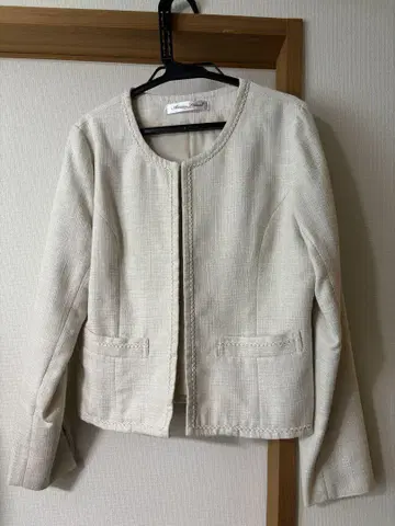 아이보리 라메 믹스 노카라 자켓 9호