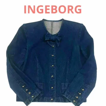 INGEBORG 잉게보그 노카라 데님 자켓 골드 버튼 리본