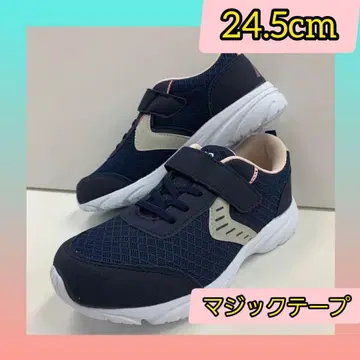 24.5cm 새상품 여성용 경량 벨크로 테이프 컬러 스니커즈 네이비