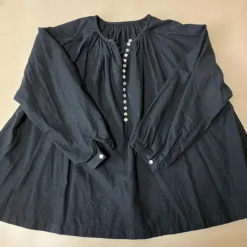 Sorte cuff 블랙 코튼 린넨 블라우스