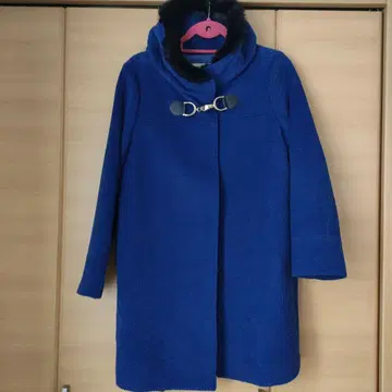 퍼가 달린 파란색 롱 코트 여성용