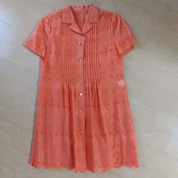 레리안 레이스 튜닉 반팔 블라우스 오렌지 9호