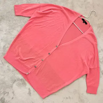 la.f... 돌먼 롱 가디건 V넥 긴팔 핑크 라메 XS