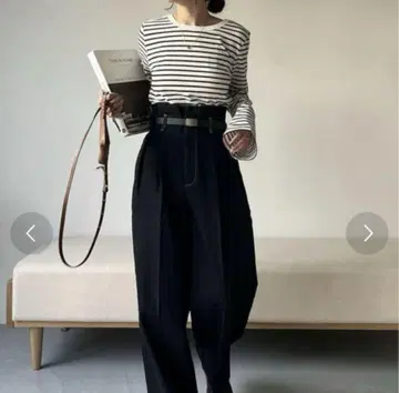 카프리 쉴레 마쥬 벨트 포함 와이드 팬츠 데님 블랙 36