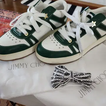 JIMMY CHOO 화이트/그린 스니커즈