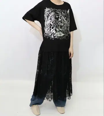 이즈스칼라 552242: 머메이드의 방 금박 프린트 레이스 원피스
