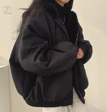 보아 아우터 가을/겨울 넉넉한 여성용 M 블랙 리버서블 블루종