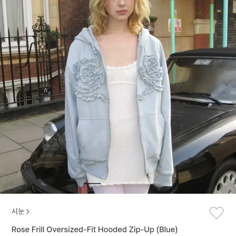 【Sinoon】 Rose Frill Oversized-Fit Hooded Zip-Up /追跡付 SINOON