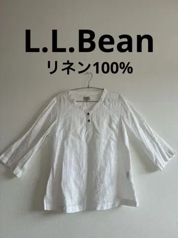 L.L.Bean 화이트 블라우스 셔츠 린넨 100% M