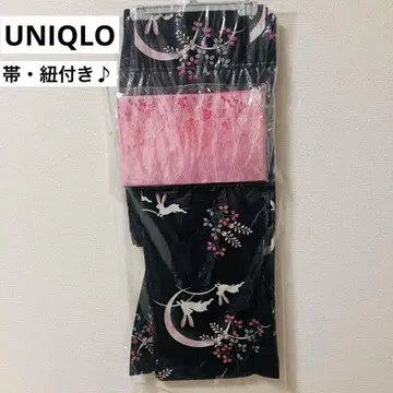 유니클로 유카타 오비 블랙 핑크 토끼 달 끈