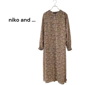 niko and ... 니코 앤드 (F) 밴드 카라 꽃무늬 셔츠 원피스