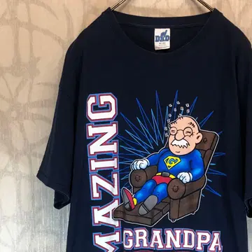AMAZING GRANDPA 슈퍼맨 티셔츠 네이비 빅 사이즈 N