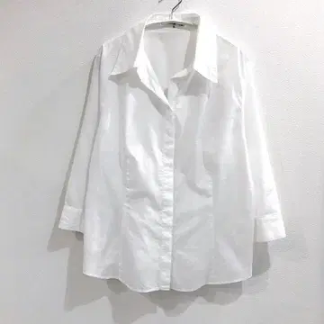23구 오픈 카라 7부 소매 블라우스 셔츠 빅 사이즈 코튼