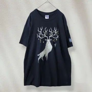 반팔 T셔츠 블랙 애니멀 프린트 L 블랙 구제 의류