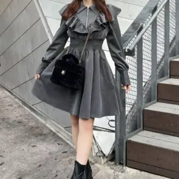 rienda 프론트 지퍼 프릴 미니 SH OP