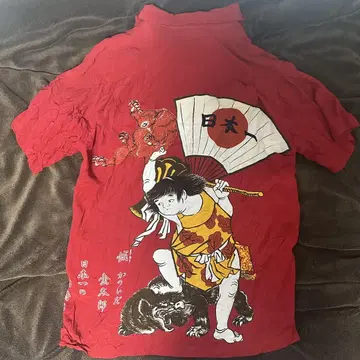 긴타로 패턴 알로하 셔츠 레이온 일본풍 패턴 EVISU