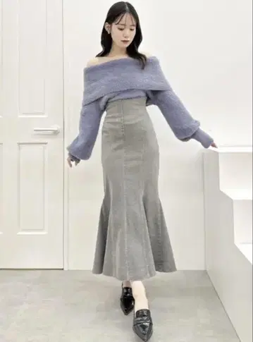 dazzlin 백 레이스업 스위칭 머메이드 스커트