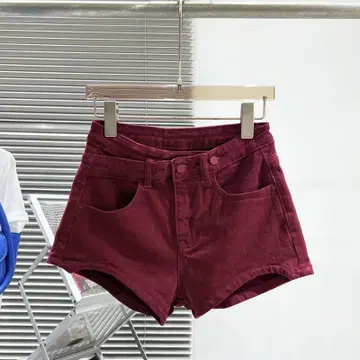 버건디 하이웨스트 숏팬츠