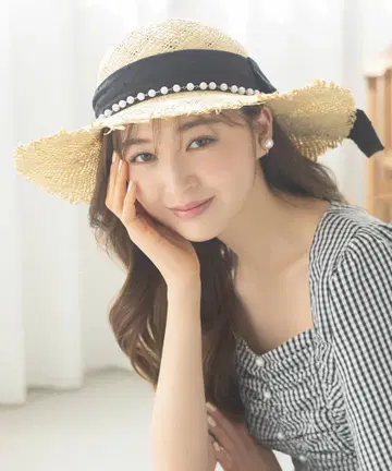 tocco closet 리본 & 펄 장식 페이퍼 캐플린 햇