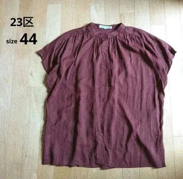 23구 밴드 칼라 개더 블라우스 44 L 프렌치 슬리브 보르도