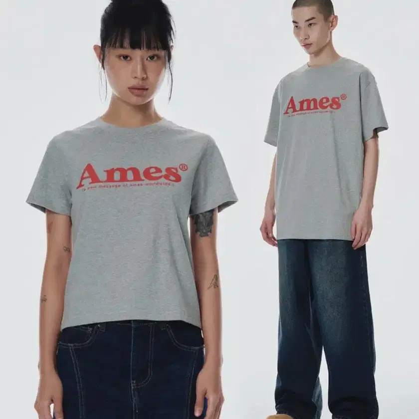 Ames Worldwide Basic Logo Tee Gray s on Bunjang Global Site.
