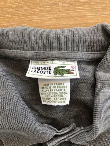 LACOSTE 그레이 피케 셔츠 사이즈 2 프랑스제