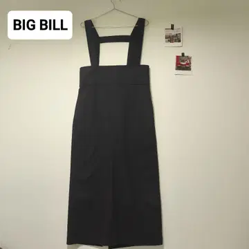 BIG BILL 서스펜더 롱 스커트 블랙