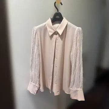 핑크 레이스 긴팔 셔츠 pacelunga