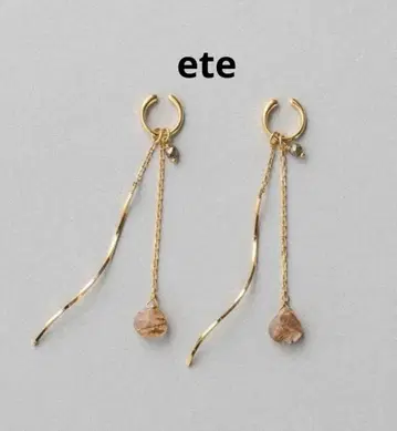 ete 골드 이어 커프 드롭 스톤
