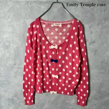 Emily Temple 귀여운 도트 무늬 리본 가디건 N963